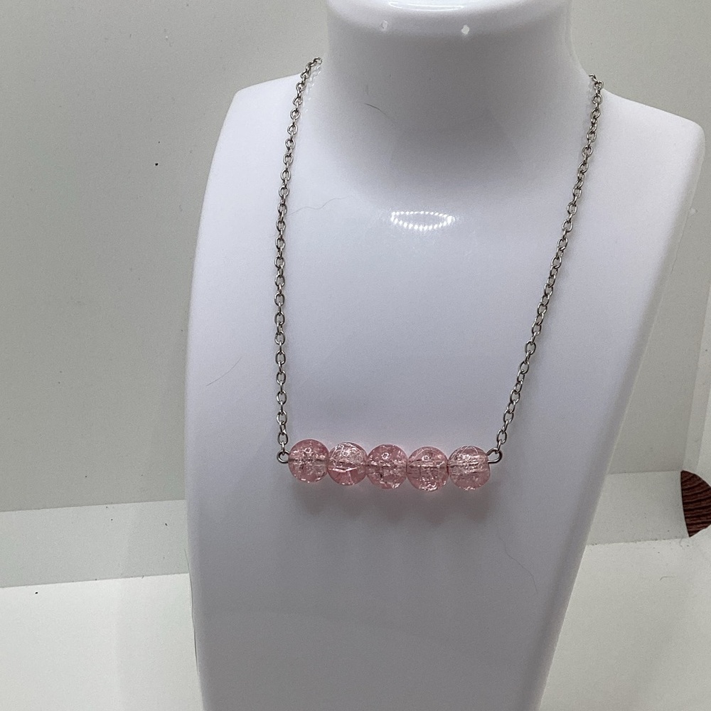 Bundle 🍋Rose Crackle Beaded Bar Necklace